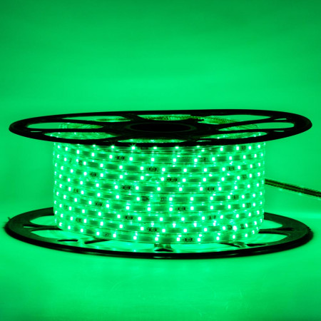 Мигающая светодиодная лента зеленая 220в smd2835 48led/m 6W/m герметичная, 1м