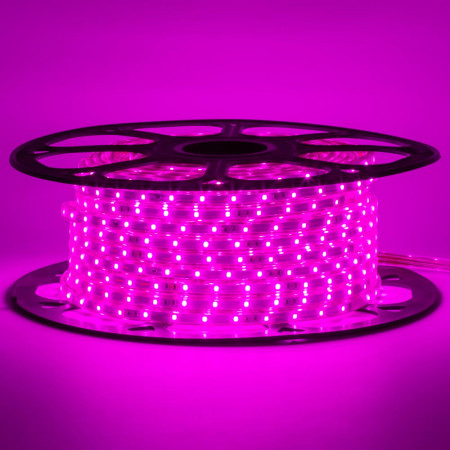 Светодиодная лента розовая 220в smd2835 48led/m 6W/m герметичная, 1м