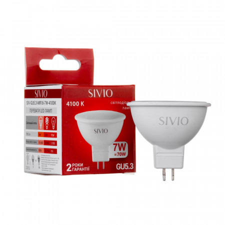 Светодиодная лампа 7вт sivio нейтральная белая GU5.3 4100K MR16
