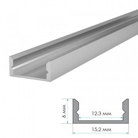 LED профиль ПФ-18/2 анодированный накладной матовый с рассеивателем (комплект) 2м