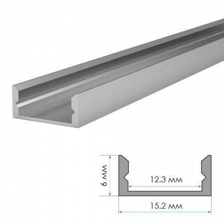 LED профиль ПФ-18/3 не анодированный накладной с рассеивателем (комплект) 2м
